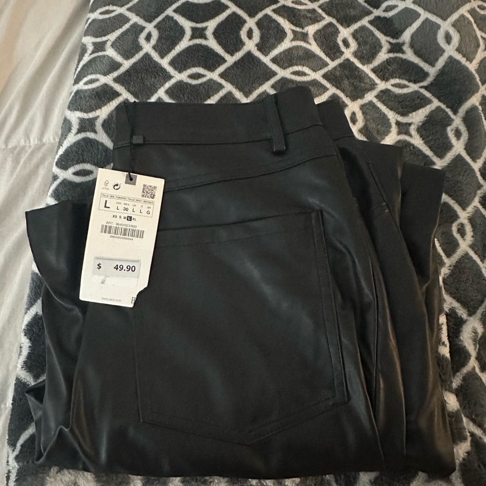 Women’s Faux Leather Black Pants (Never Worn)